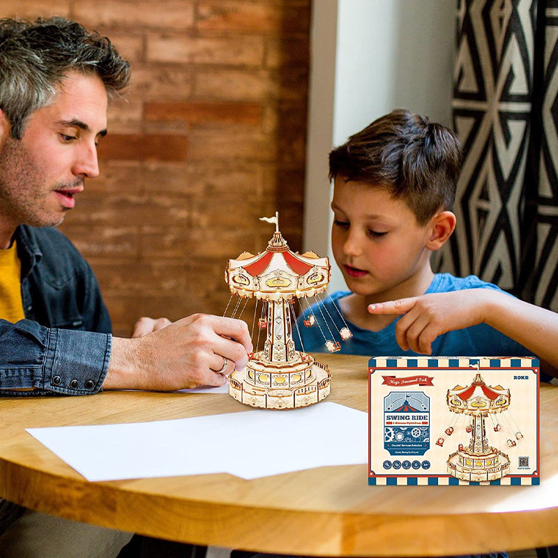 DIY Wooden Puzzles Carousel Music Box
