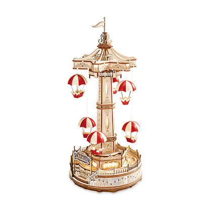 DIY Wooden Puzzles Carousel Music Box