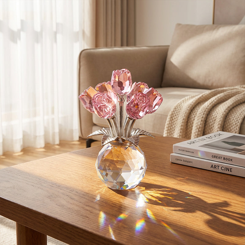 💖Valentine's Day Special: 50% OFF🌹Everlasting Crystal Rose Flower Figurine in Vase🌸
