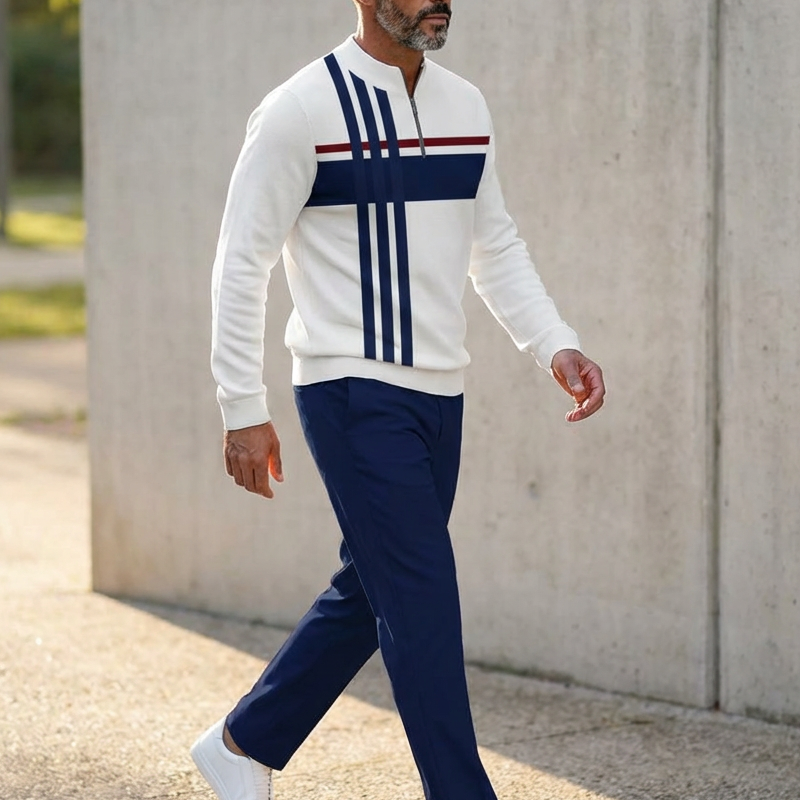 Men's Graphic Print Pullover & Pants Set