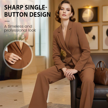 Women's Elegant Blazer and Wide-Leg Pants Set