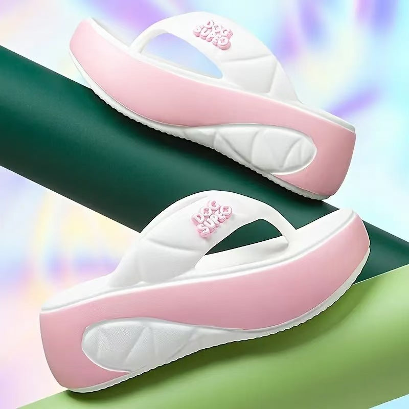Women's Summer Color-Block Soft Platform Flip Flops