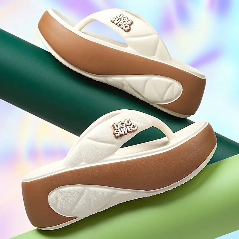 Women's Summer Color-Block Soft Platform Flip Flops