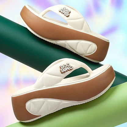 Women's Summer Color-Block Soft Platform Flip Flops