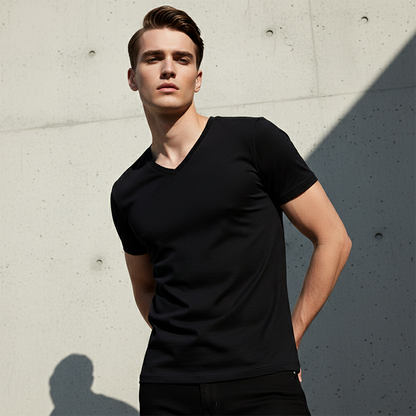 Classic V-Neck Cotton Short Sleeve T-Shirt