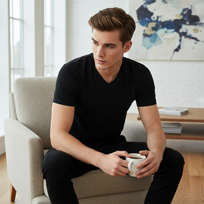 Classic V-Neck Cotton Short Sleeve T-Shirt