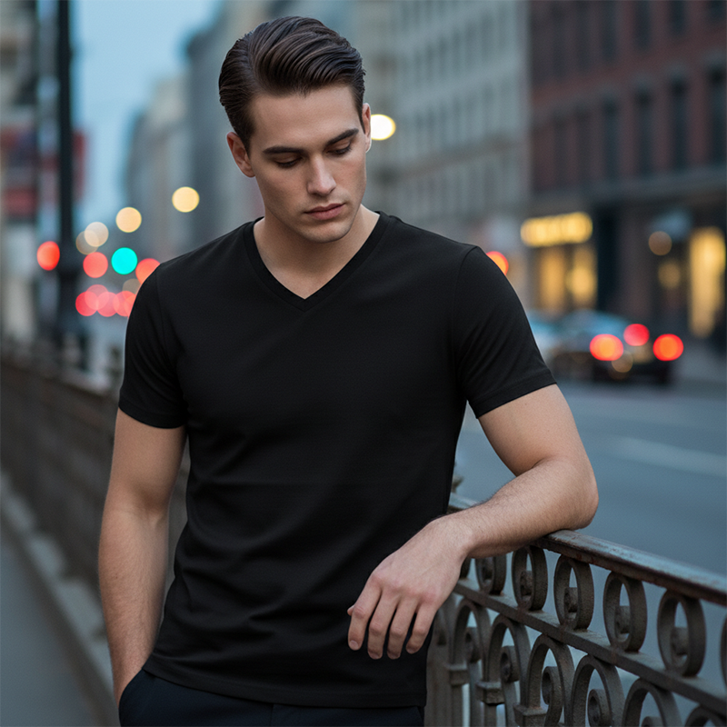 Classic V-Neck Cotton Short Sleeve T-Shirt