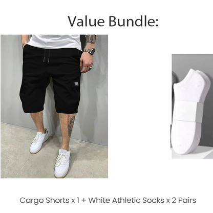 Men's Casual Cargo Shorts with Drawstring Waist