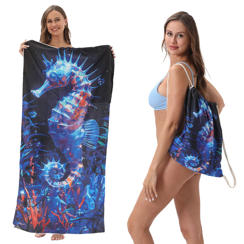 ⏰🔥LIMITED TIME 50% OFF!🔥50K+ SOLD!2-in-1 Printed Beach Towel Backpack