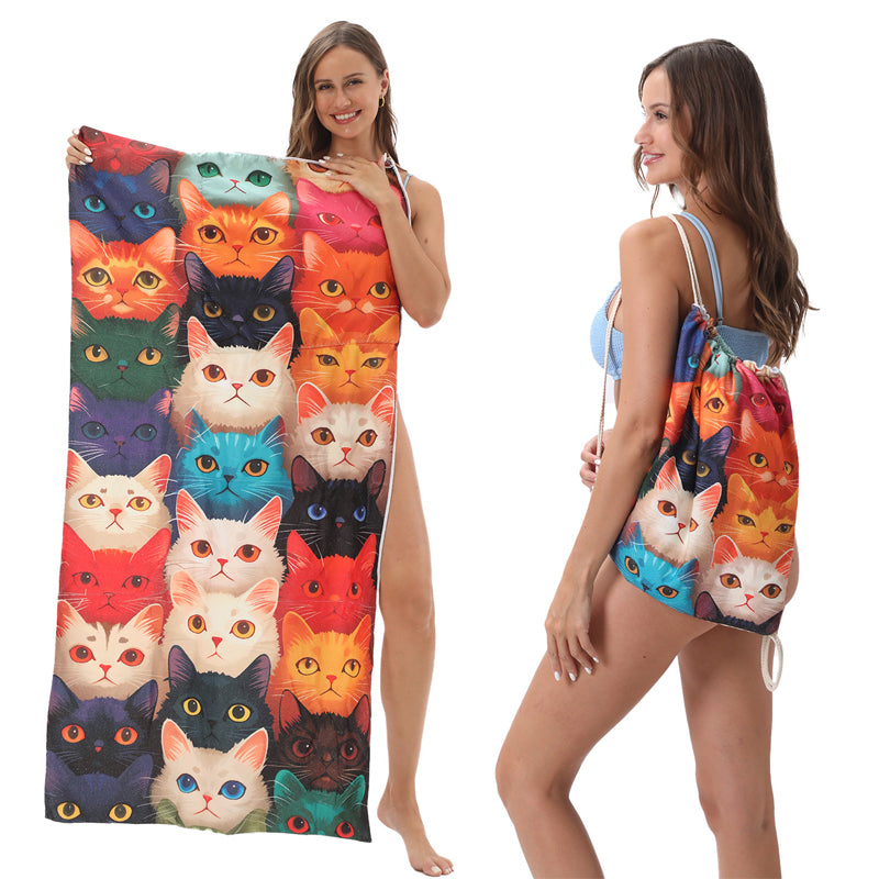 ⏰🔥LIMITED TIME 50% OFF!🔥50K+ SOLD!2-in-1 Printed Beach Towel Backpack