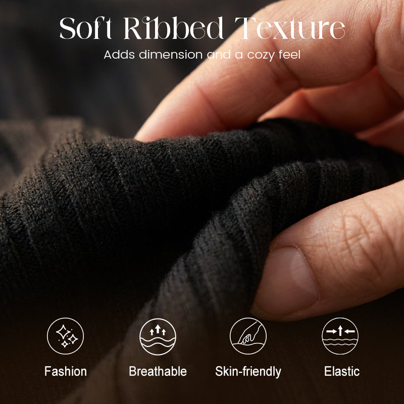 Women's Ribbed Knit Top & Wide-Leg Pants Set