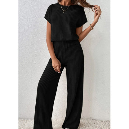 Women's Ribbed Knit Top & Wide-Leg Pants Set