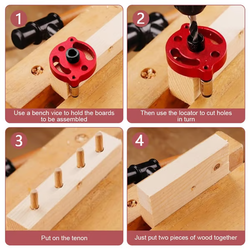 🔨  Self-Centering Dowel Jig Kit – Precision Drilling, Perfect Wood Joints Every Time ✅