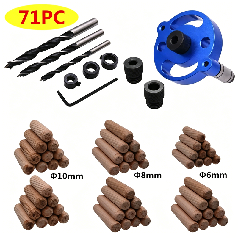 🔨  Self-Centering Dowel Jig Kit – Precision Drilling, Perfect Wood Joints Every Time ✅