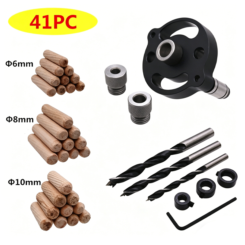 🔨  Self-Centering Dowel Jig Kit – Precision Drilling, Perfect Wood Joints Every Time ✅