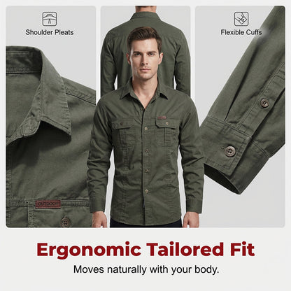 ⏰🔥LIMITED TIME 50% OFF! 👔 Men’s Long Sleeve Cotton Workwear Shirt – Durable, Comfortable & Perfect for Everyday Work ✨💪