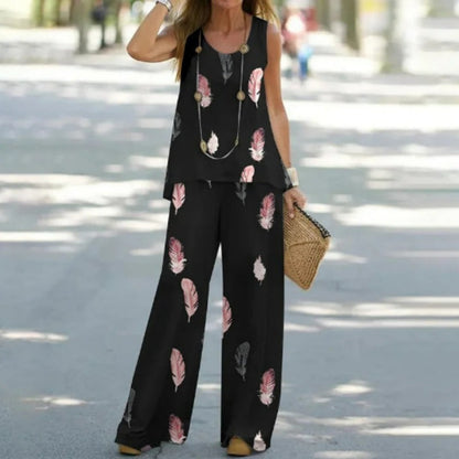 Women's Sleeveless Top & Wide-Leg Pants Set