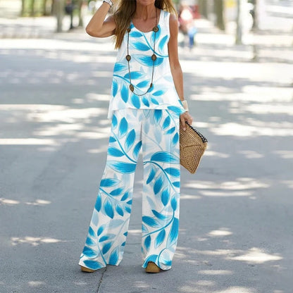 Women's Sleeveless Top & Wide-Leg Pants Set