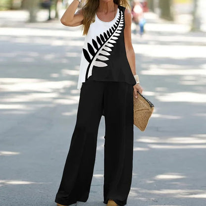 Women's Sleeveless Top & Wide-Leg Pants Set