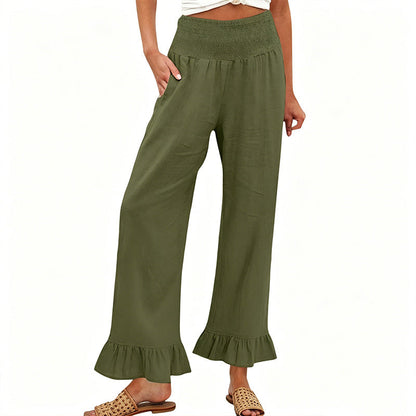 Boho Style Ruffle Trim Lounge Pants for Women