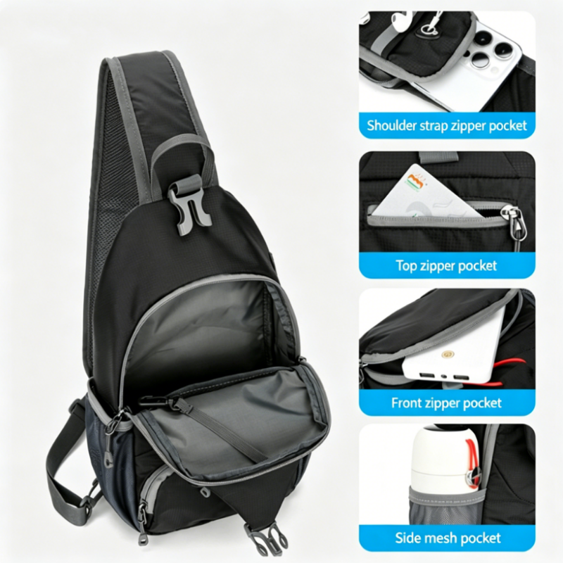 🎒 50% OFF! ✨ Men's Outdoor Sling Crossbody Bag – Multi-Pocket, Water-Resistant, Breathable Back 🌦️