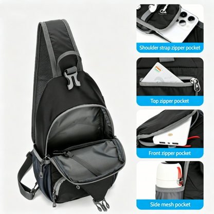 🎒 50% OFF! ✨ Men's Outdoor Sling Crossbody Bag – Multi-Pocket, Water-Resistant, Breathable Back 🌦️