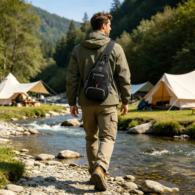 🎒 50% OFF! ✨ Men's Outdoor Sling Crossbody Bag – Multi-Pocket, Water-Resistant, Breathable Back 🌦️