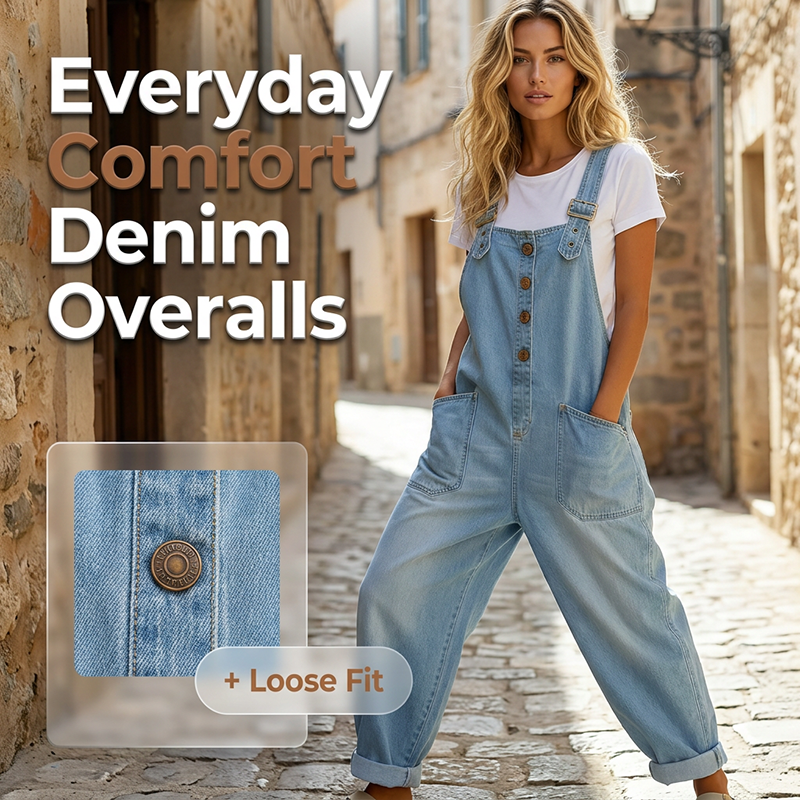 🔥New Arrivals & Special Offers-Women's Casual Baggy Denim Overalls with Pockets