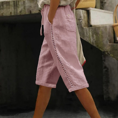 🥳2026 HOT SALE🥳💞50K+ SOLD! Women's Summer Capri Pants with Lace Cutout Detail