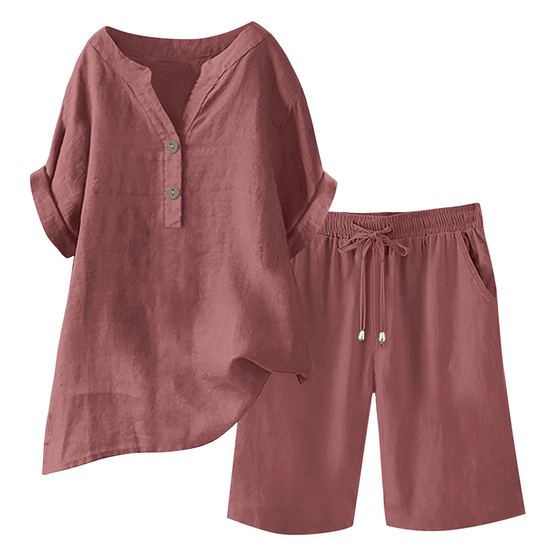 🔥Limited-time offer-Women's Cotton Linen 2-Piece Outfit Set