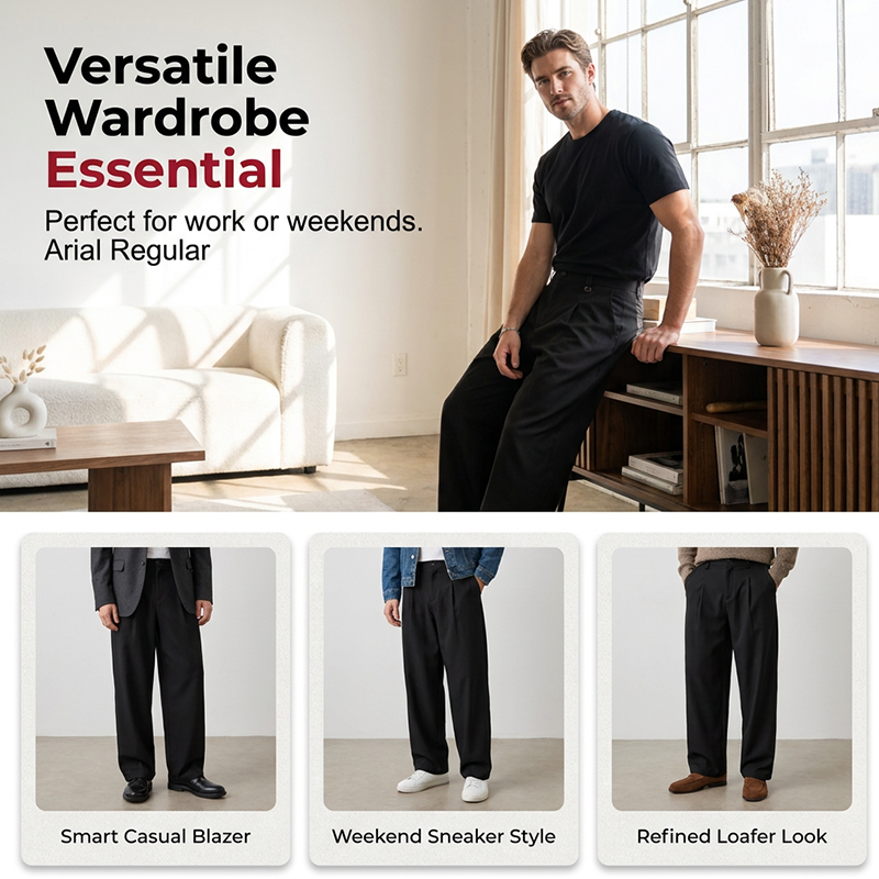 ⏳Time-Limited Special⏰Men's Classic Fit Wide-Leg Suit Trousers – Tailored cut, breathable fabric & perfect for work, weddings or formal events ✨
