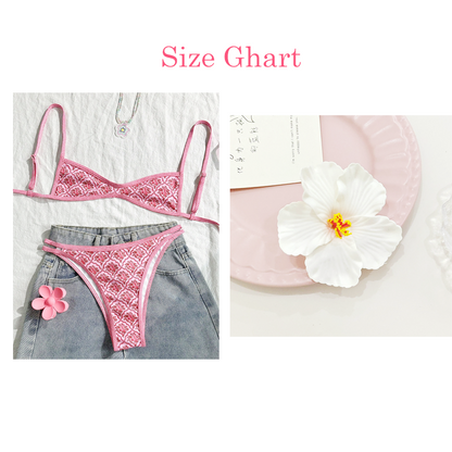 Boho Tile Print Backless Bikini Swimwear