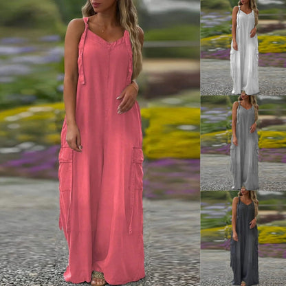 🔥New Hot Selling❤️‍🔥Women's Loose Wide-Leg Jumpsuit with Pockets