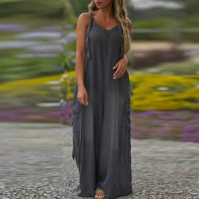 🔥New Hot Selling❤️‍🔥Women's Loose Wide-Leg Jumpsuit with Pockets